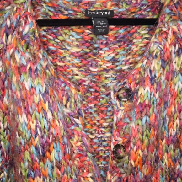 Multicolor WARM Lane Bryant Button Sweater Confetti Knit Cardigan Size 22/24 - Picture 8 of 9